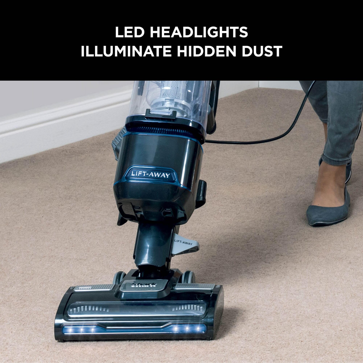 Shark Corded Upright Vacuum Cleaner 1.1L with Lift-Away Technology, LED Headlights, Anti-Allergen, 8m Cord, 750W, Crevice