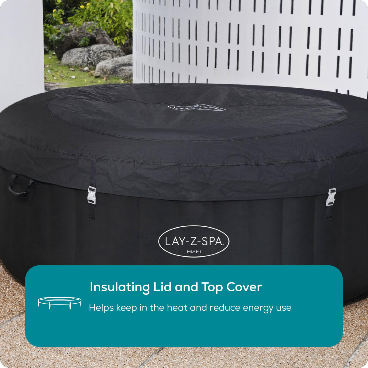Lay-Z-Spa Miami Hot Tub, 120 AirJet Massage System Inflatable Spa with Freeze Shield Technology, 2-4 Person