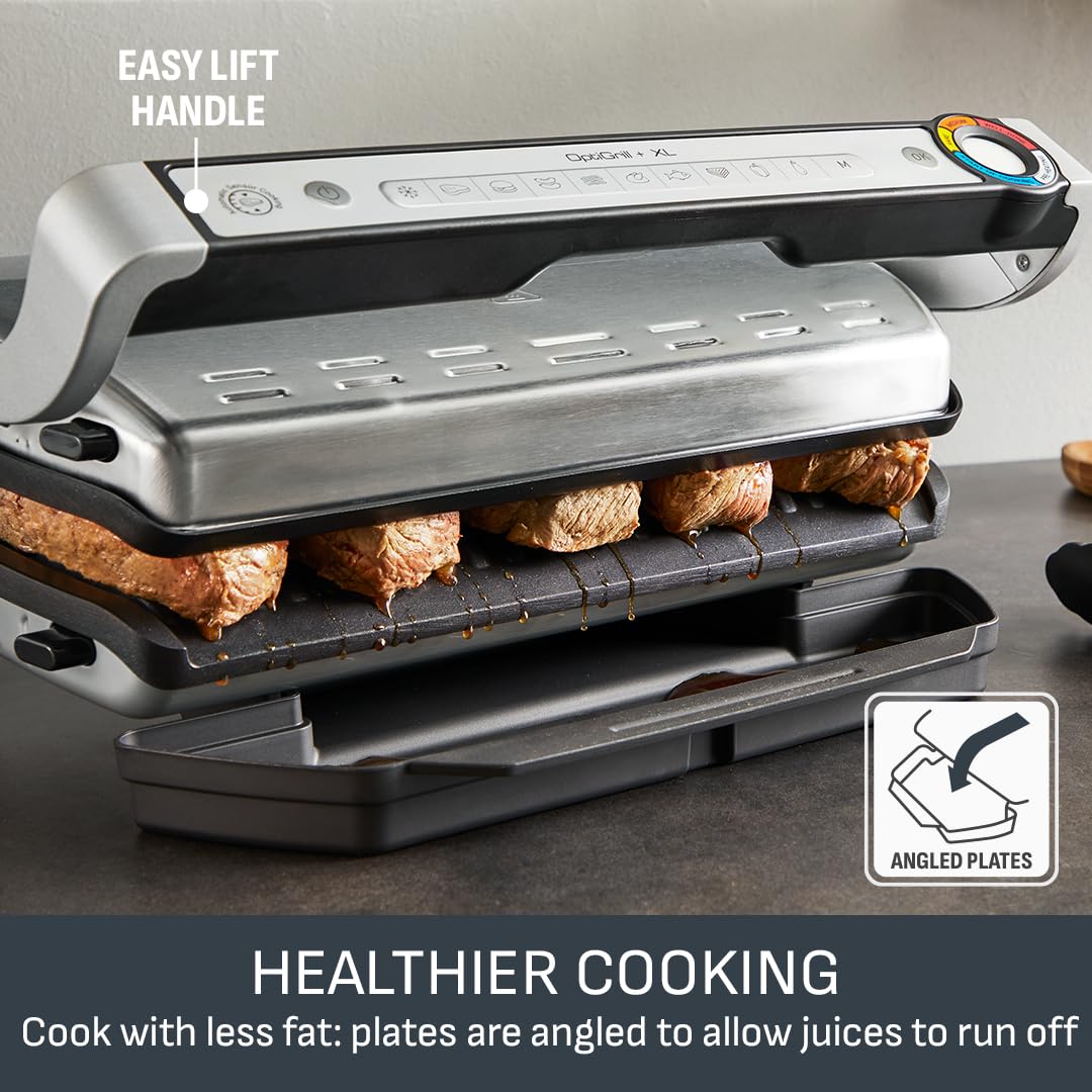 Tefal Optigrill Plus XL, 9 Cooking Programs, Measure Cook Technology, Temperature Intelligence, Removable Non-Stick Plates